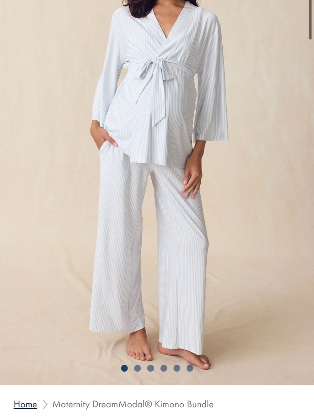 Maternity Kimono Pajama Set - Light Blue Stripe